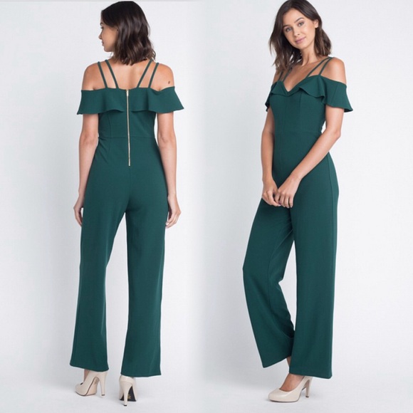 Haute Monde Pants - Emerald green wide leg jumpsuit